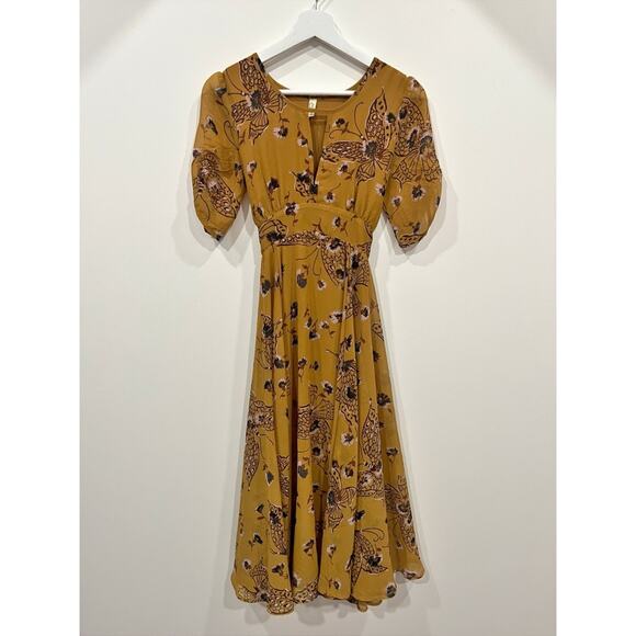 Free People Bonnie Keyhole Butterfly Print Midi Dress - Picture 3 of 14